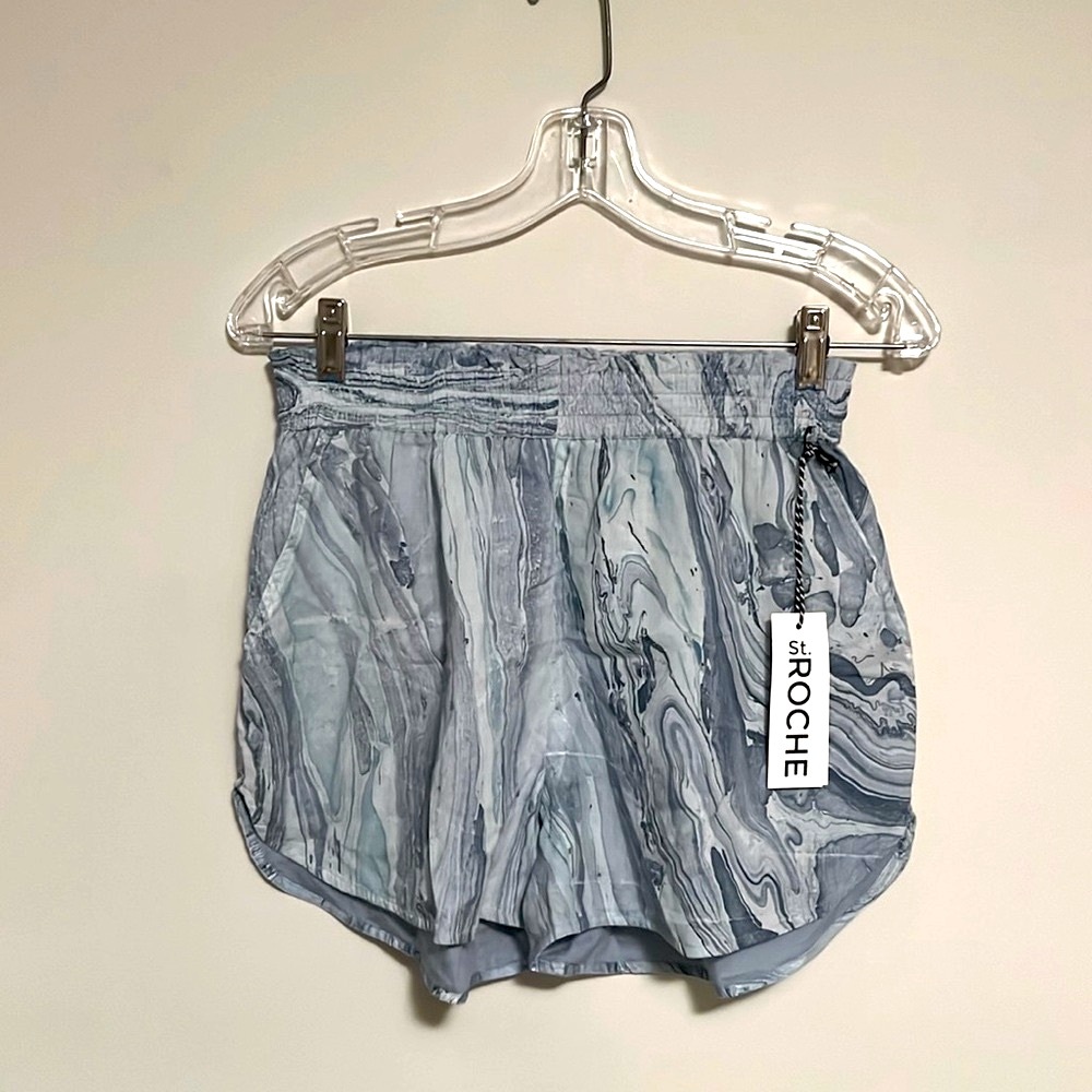 St.Roche Modern Blue White Marble Design Shorts-XS-NWT